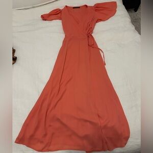 Abercrombie & Fitch Coral Short Sleeve Midi Dress